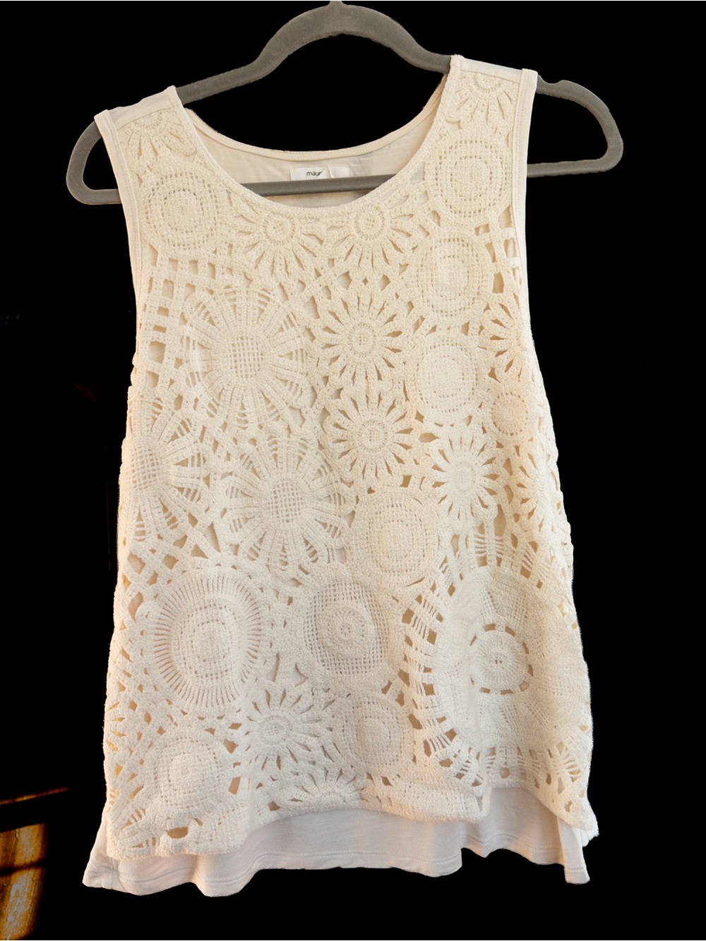 Maurices 1X Cream Crochet Lace Boho Tank Top Floral Sleeveless
